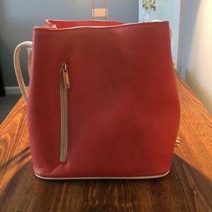 Red Bucket Bag with Shoulder Strap